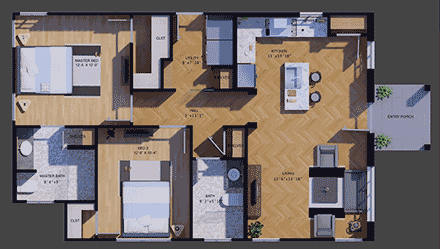 Cottage, Country, Craftsman, Farmhouse, Traditional House Plan 101101 with 2 Beds, 2 Baths First Level Plan