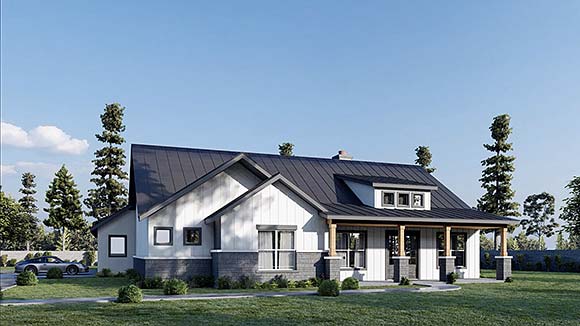 New American, Ranch House Plan 101104 with 3 Beds, 3 Baths, 4 Car Garage Elevation