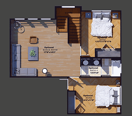 Country, Craftsman, Farmhouse House Plan 101106 with 3 Beds, 4 Baths, 3 Car Garage Second Level Plan