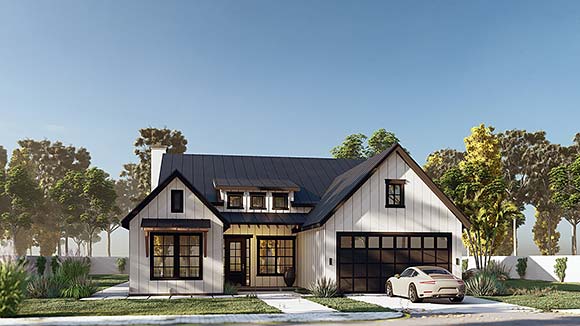 Country, Farmhouse, New American House Plan 101107 with 3 Beds, 4 Baths, 2 Car Garage Elevation