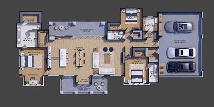 Country, Farmhouse, Ranch House Plan 101110 with 3 Beds, 3 Baths, 3 Car Garage First Level Plan