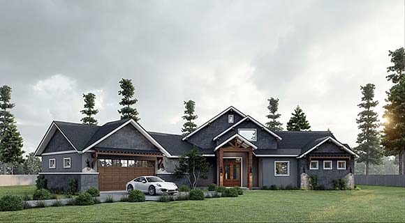 Craftsman, New American House Plan 101111 with 3 Beds, 3 Baths, 2 Car Garage Elevation