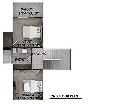 Country, Farmhouse, Southern House Plan 101114 with 4 Beds, 3 Baths, 2 Car Garage Second Level Plan