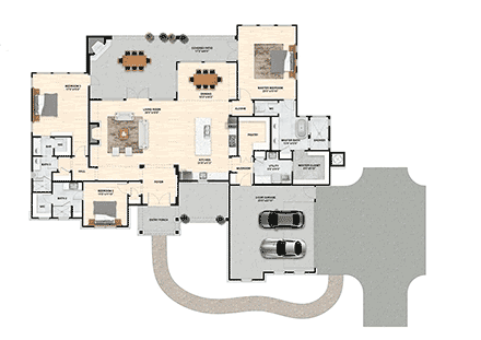 Contemporary, New American, Ranch House Plan 101122 with 3 Beds, 3 Baths, 2 Car Garage First Level Plan
