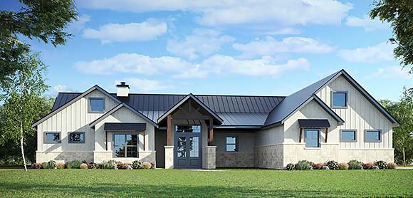 Contemporary, New American, Ranch House Plan 101122 with 3 Beds, 3 Baths, 2 Car Garage Elevation