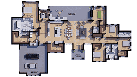 Country, Ranch House Plan 101123 with 4 Beds, 4 Baths, 2 Car Garage First Level Plan