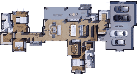 Contemporary House Plan 101132 with 4 Beds, 4 Baths, 4 Car Garage First Level Plan