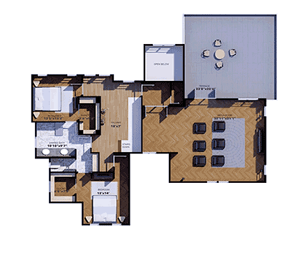Contemporary House Plan 101132 with 4 Beds, 4 Baths, 4 Car Garage Second Level Plan