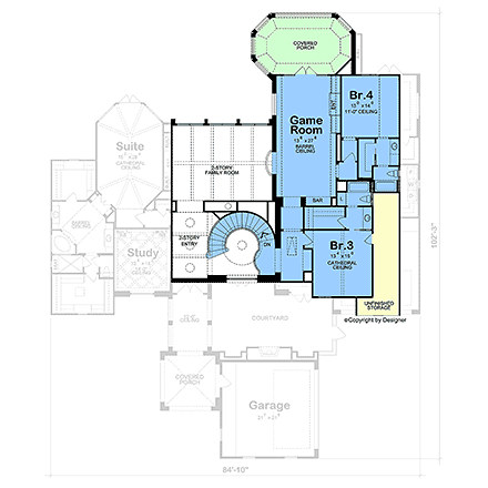 European, French Country House Plan 101200 with 4 Beds, 5 Baths, 4 Car Garage Second Level Plan