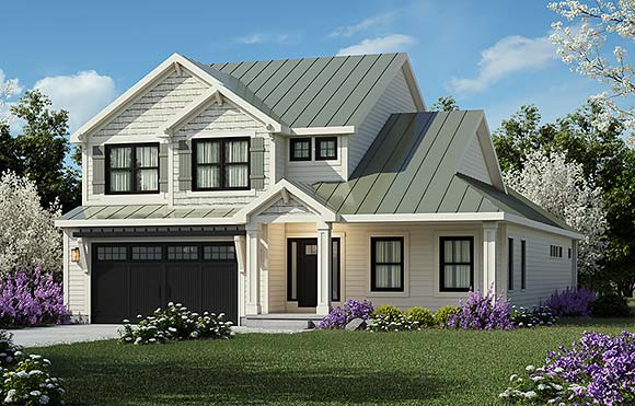 Country, Craftsman, Farmhouse House Plan 101203 with 4 Beds, 4 Baths, 2 Car Garage Elevation