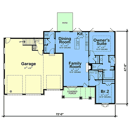 Craftsman, Traditional House Plan 101206 with 2 Beds, 2 Baths, 3 Car Garage First Level Plan
