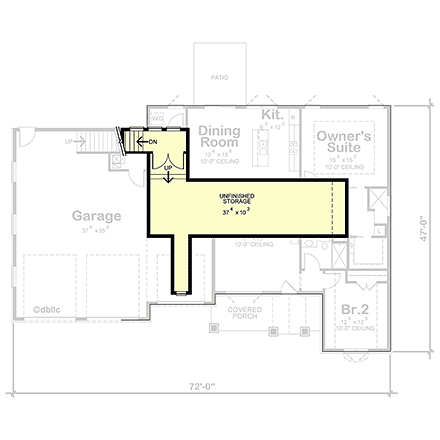 Craftsman, Traditional House Plan 101206 with 2 Beds, 2 Baths, 3 Car Garage Second Level Plan
