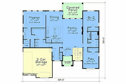 Contemporary, Farmhouse House Plan 101211 with 3 Beds, 2 Baths, 2 Car Garage First Level Plan
