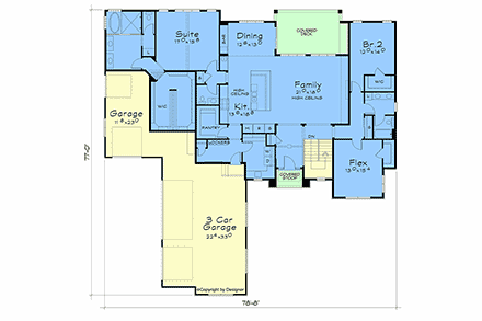 Contemporary House Plan 101212 with 3 Beds, 3 Baths, 4 Car Garage First Level Plan