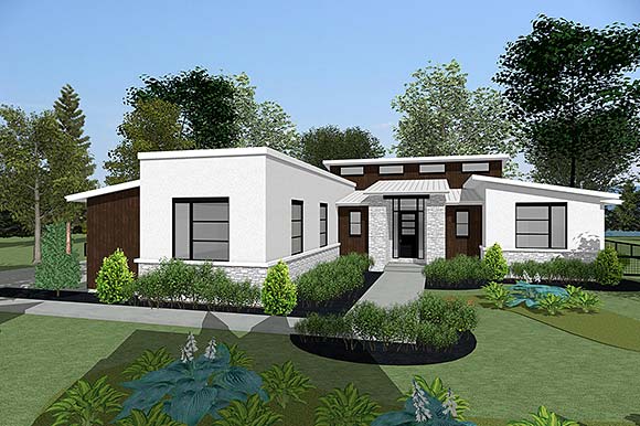 Contemporary House Plan 101212 with 3 Beds, 3 Baths, 4 Car Garage Elevation