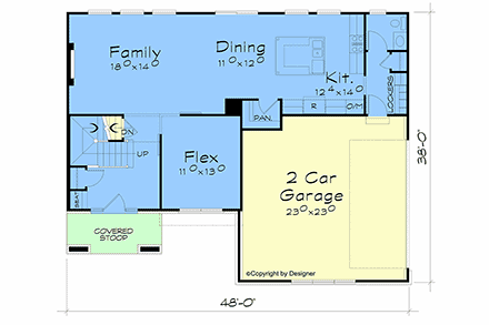 Contemporary, Modern House Plan 101213 with 4 Beds, 3 Baths, 2 Car Garage First Level Plan