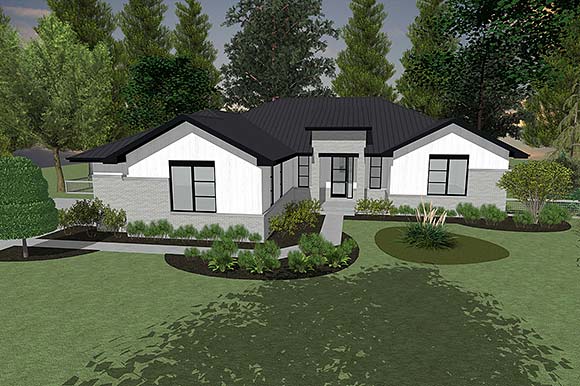 Contemporary, Southwest House Plan 101214 with 3 Beds, 3 Baths, 2 Car Garage Elevation