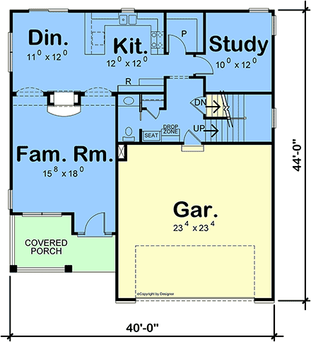 Traditional House Plan 101217 with 4 Beds, 4 Baths, 2 Car Garage First Level Plan