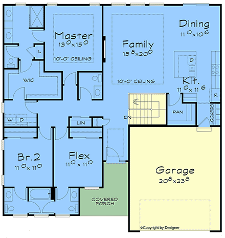 Contemporary, Modern House Plan 101219 with 3 Beds, 4 Baths, 2 Car Garage First Level Plan