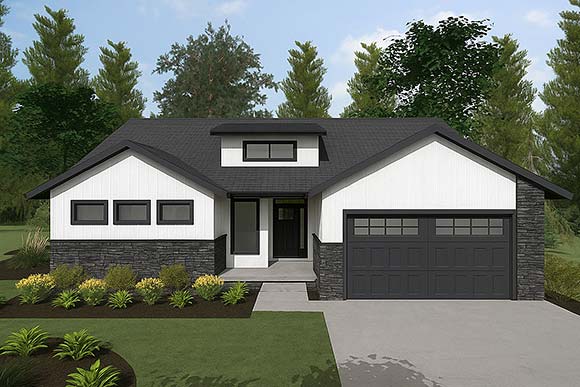 Contemporary, Modern House Plan 101219 with 3 Beds, 4 Baths, 2 Car Garage Elevation