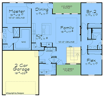 Contemporary, Farmhouse House Plan 101220 with 3 Beds, 2 Baths, 2 Car Garage First Level Plan