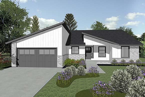 Contemporary, Farmhouse House Plan 101220 with 3 Beds, 2 Baths, 2 Car Garage Elevation