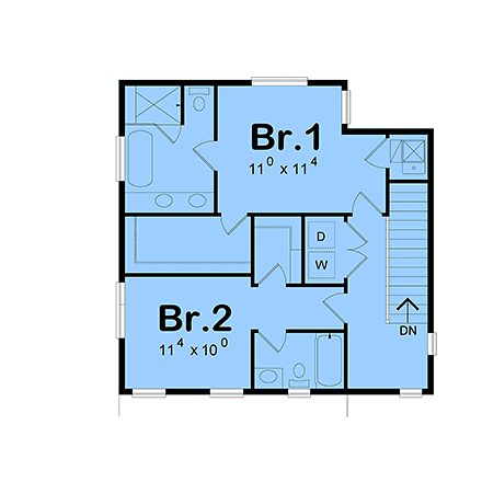 Contemporary, Modern House Plan 101226 with 3 Beds, 4 Baths, 2 Car Garage Second Level Plan