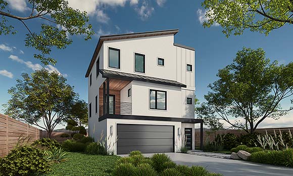 Contemporary, Modern House Plan 101226 with 3 Beds, 4 Baths, 2 Car Garage Elevation