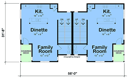 Contemporary, Modern Multi-Family Plan 101227 with 6 Beds, 8 Baths, 4 Car Garage First Level Plan