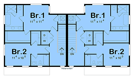 Contemporary, Modern Multi-Family Plan 101227 with 6 Beds, 8 Baths, 4 Car Garage Second Level Plan