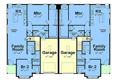 Craftsman, Farmhouse, New American, Ranch House Plan 101229 with 4 Beds, 4 Baths, 2 Car Garage First Level Plan