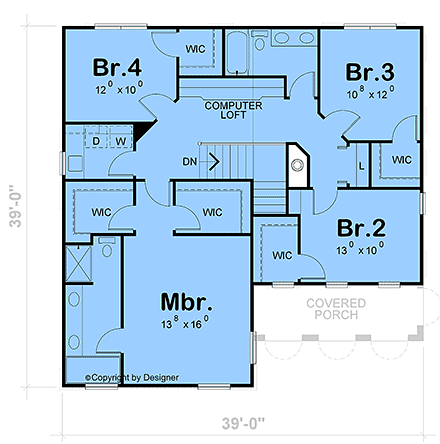 Mediterranean, Southwest House Plan 101242 with 4 Beds, 3 Baths, 2 Car Garage Second Level Plan