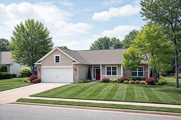 Country, Ranch, Traditional House Plan 101243 with 4 Beds, 2 Baths, 2 Car Garage Elevation