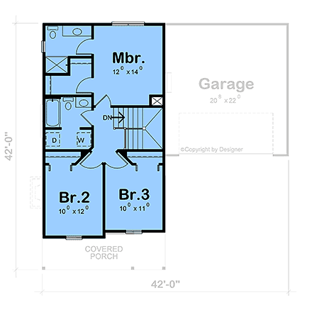 Country, Traditional House Plan 101244 with 3 Beds, 3 Baths, 2 Car Garage Second Level Plan