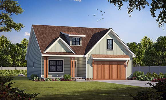 Country, Craftsman House Plan 101245 with 2 Beds, 3 Baths, 2 Car Garage Elevation