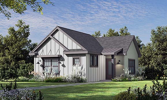 Cottage, Country House Plan 101246 with 1 Beds, 1 Baths Elevation