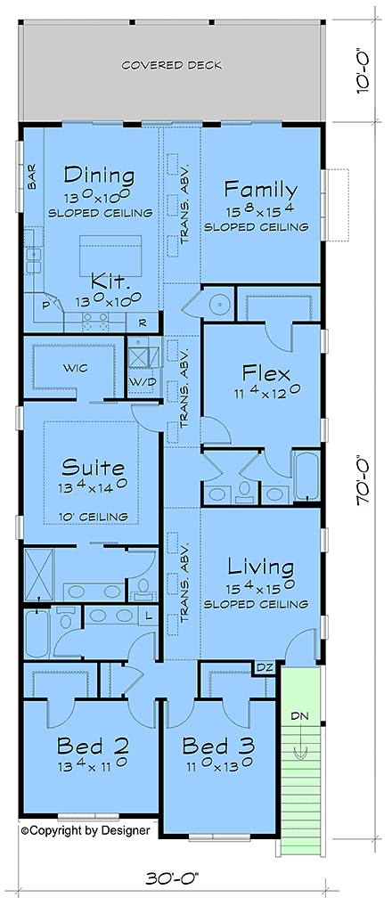 Coastal, Contemporary, Modern Garage-Living Plan 101247, 2 Car Garage Second Level Plan
