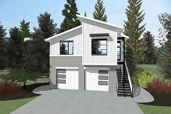 Coastal, Contemporary, Modern Garage-Living Plan 101247, 2 Car Garage Elevation