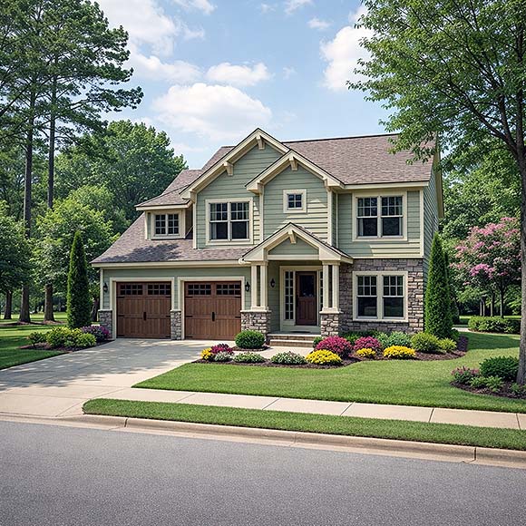 Craftsman, Traditional House Plan 101253 with 3 Beds, 3 Baths, 2 Car Garage Elevation