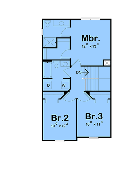 Contemporary, Farmhouse House Plan 101256 with 3 Beds, 3 Baths Second Level Plan