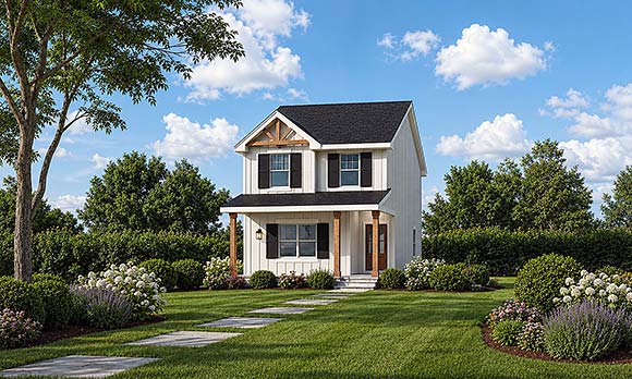 Contemporary, Farmhouse House Plan 101256 with 3 Beds, 3 Baths Elevation