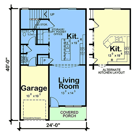 Contemporary, Country, Farmhouse House Plan 101264 with 3 Beds, 3 Baths, 1 Car Garage First Level Plan