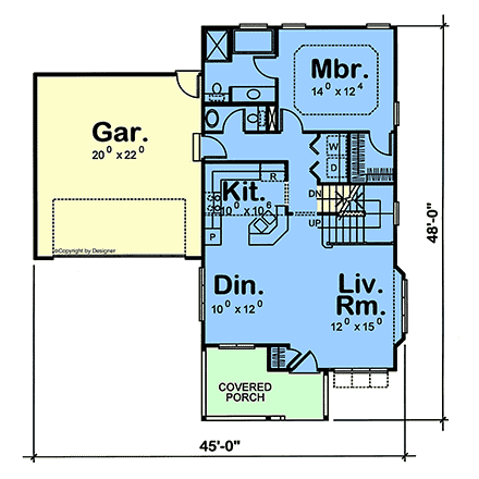 Contemporary, Farmhouse, New American, Traditional House Plan 101266 with 3 Beds, 3 Baths, 2 Car Garage First Level Plan
