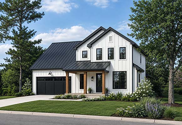 Contemporary, Farmhouse, New American, Traditional House Plan 101266 with 3 Beds, 3 Baths, 2 Car Garage Elevation