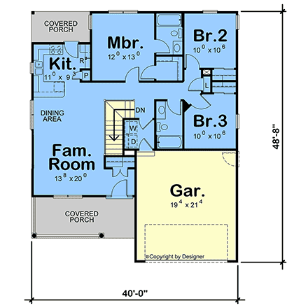 Contemporary, Country, Craftsman, Farmhouse House Plan 101267 with 3 Beds, 2 Baths, 2 Car Garage First Level Plan