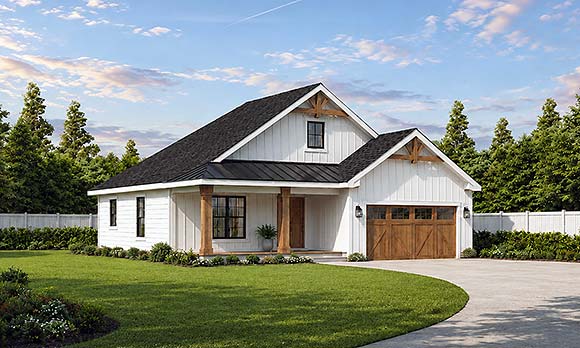Contemporary, Country, Craftsman, Farmhouse House Plan 101267 with 3 Beds, 2 Baths, 2 Car Garage Elevation