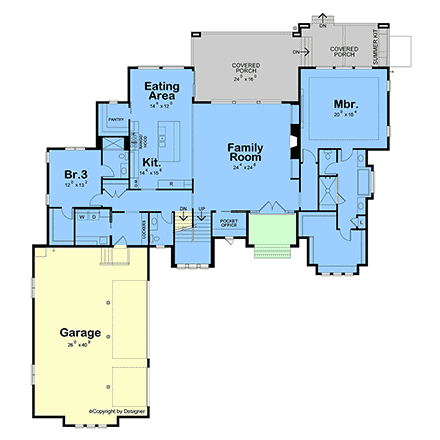 European, Modern House Plan 101268 with 4 Beds, 4 Baths, 3 Car Garage First Level Plan