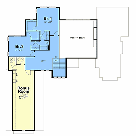 European, Modern House Plan 101268 with 4 Beds, 4 Baths, 3 Car Garage Second Level Plan