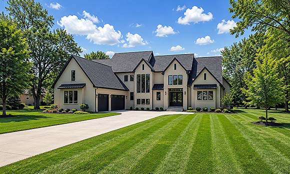 European, Modern House Plan 101268 with 4 Beds, 4 Baths, 3 Car Garage Elevation