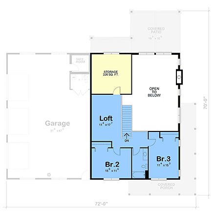 Barndominium, Country, Craftsman, Farmhouse House Plan 101270 with 3 Beds, 4 Baths, 3 Car Garage Second Level Plan